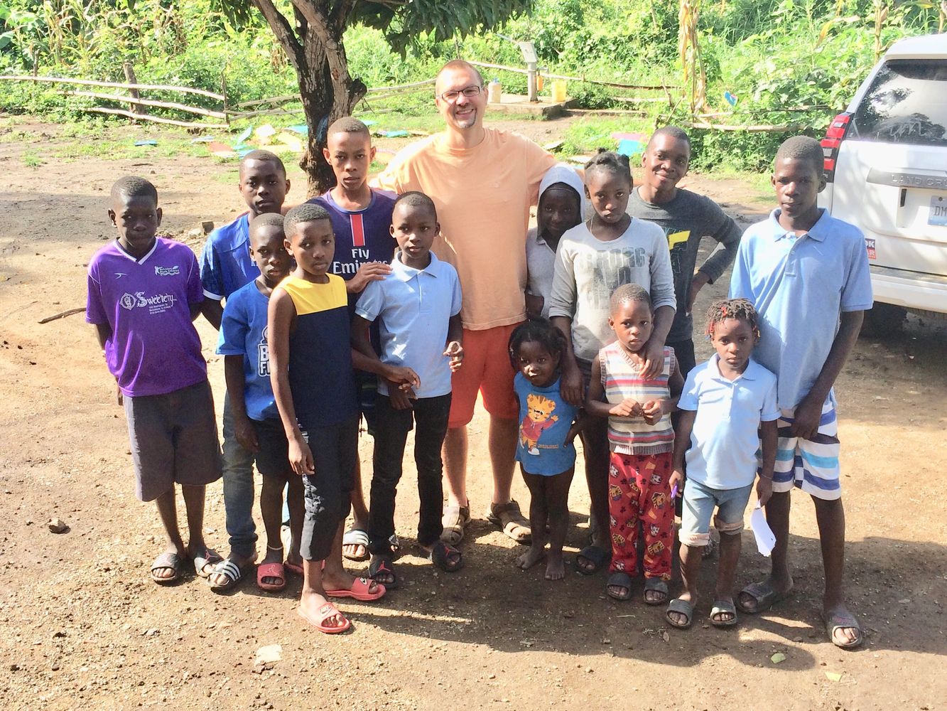 Troy Stocker, is seen here with the children at the Olive Foundation Orphanage.