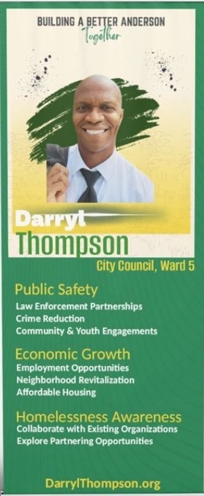 Campaign poster for Darryl Thompson running for City Council, Ward 5.