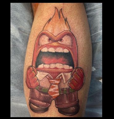 illustrative tattoo anger, hot head from Inside out