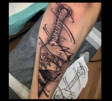 Naruto tattoo with dagger anime style