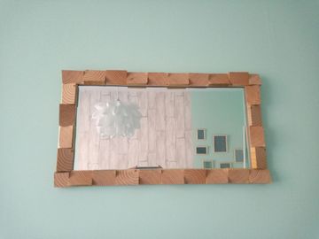 miroir bois facette, miroir cadre bois