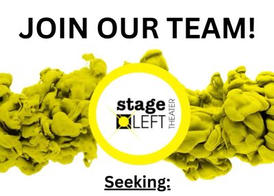 Stage Left Theater recruiting with vibrant yellow design.