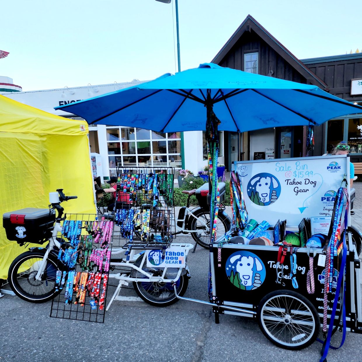 Tahoe Dog Gear bicycle and trailer festival booth