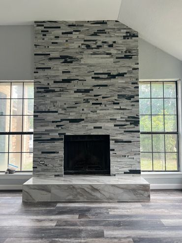 Fireplace tile and stone installation