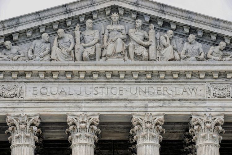 Equal Justice Under Law engraved on the west pediment of the US Supreme Court building in DC