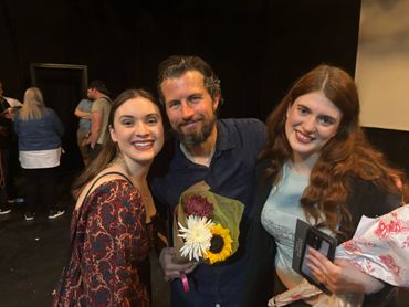 Actors Amilia Shaw, Jamie MacDonald and Gracie LeClere on the set of Chagall In New York