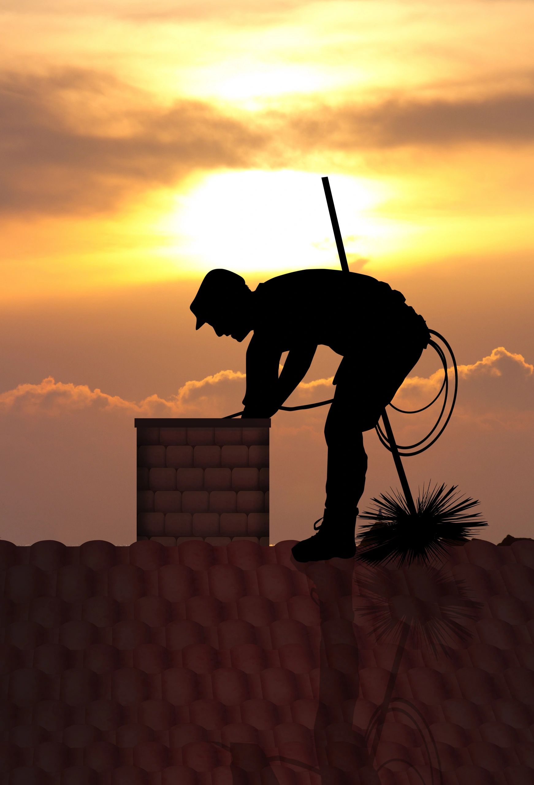 chimney sweep at sunset
