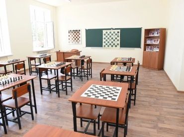 school classroom where students learn chess
