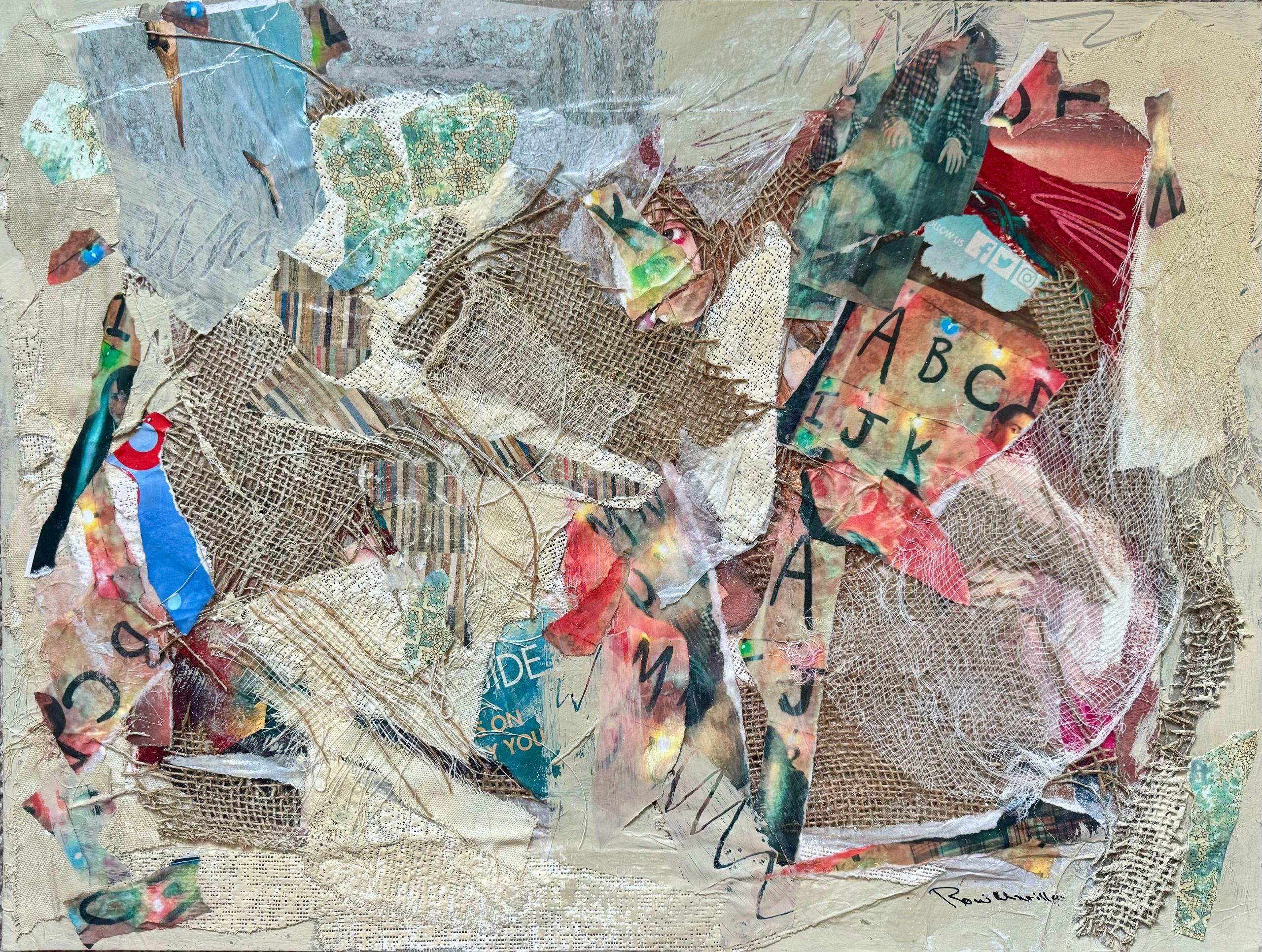 Catharsis 19_Mixed Media, Acrylic, Burlap, Gauze, Canvas, Plaster Wrap on Cardboard