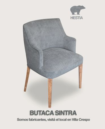 Silla con apoyabrazos, silla de comedor, silla tapizada, silla de madera tapizada, silla de diseño