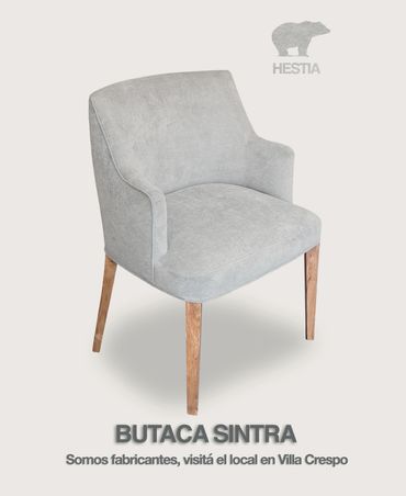 Silla con apoyabrazos, silla de comedor, silla tapizada, silla de madera tapizada, silla de diseño