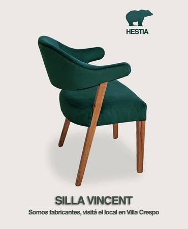 Silla con apoyabrazos, silla de comedor, silla tapizada, silla de madera tapizada, silla de diseño