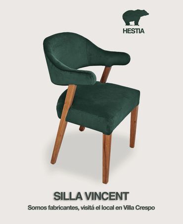 Silla con apoyabrazos, silla de comedor, silla tapizada, silla de madera tapizada, silla de diseño