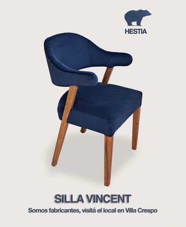 Silla con apoyabrazos, silla de comedor, silla tapizada, silla de madera tapizada, silla de diseño