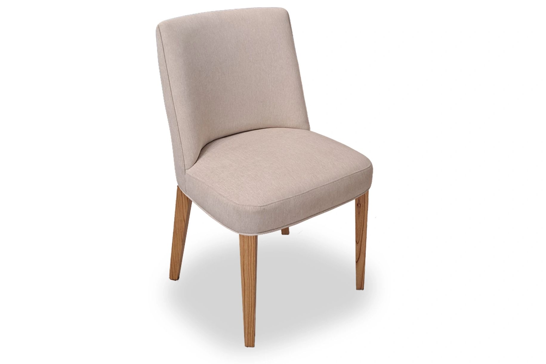 Silla Sintra de diseño moderno con respaldo curvo envolvente y patas de madera maciza de Casa Hestia