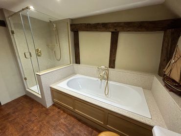 Victorian style fittings, white bath & shower