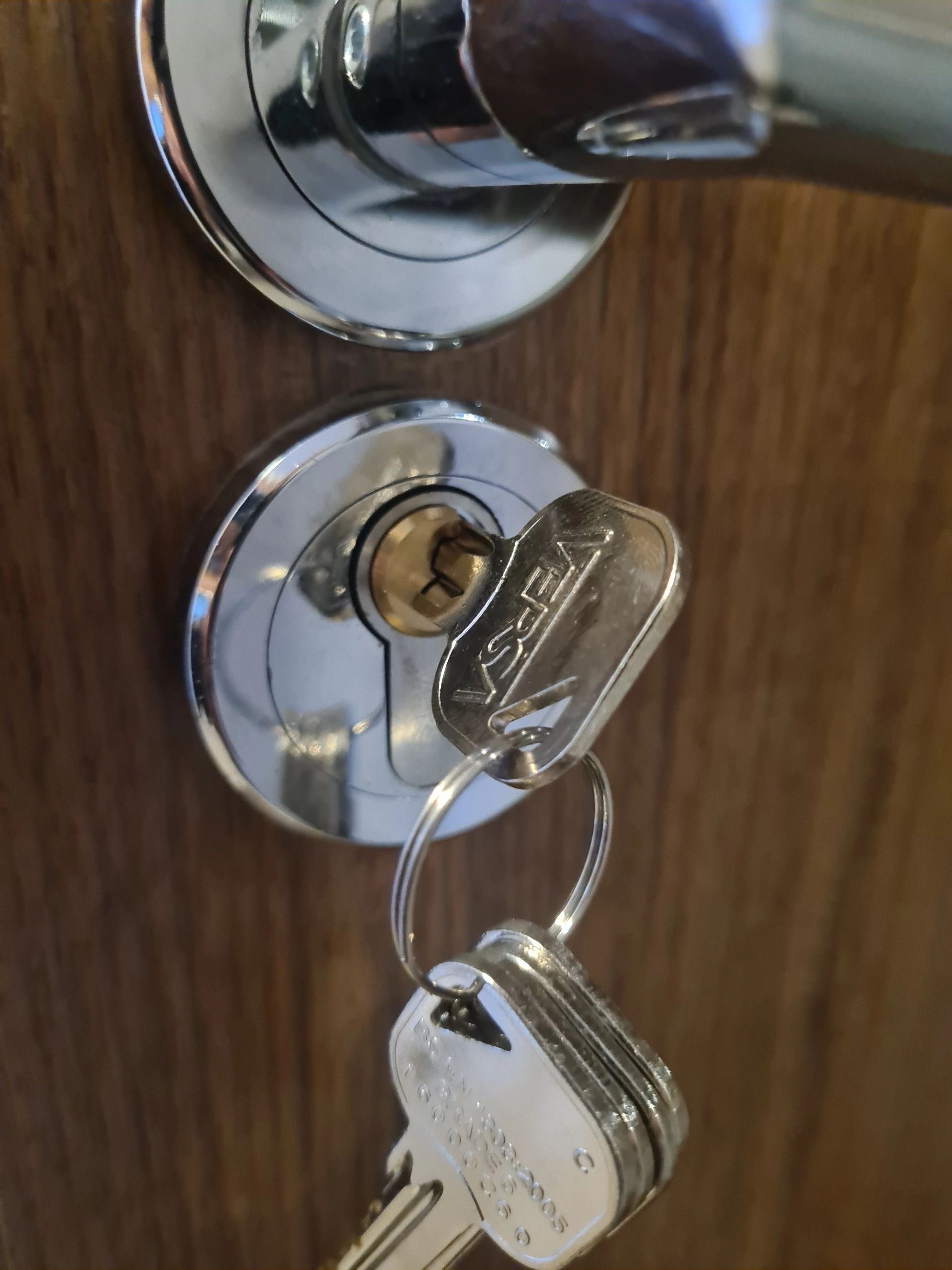 New lock fited on wooden door