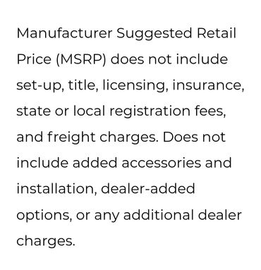 Text explaining exclusions from MSRP pricing for vehicles.