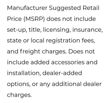 Explanation of what Manufacturer Suggested Retail Price (MSRP) excludes.