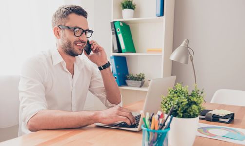 Business owner, entrepreneur in organized office is productive and successful