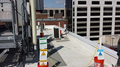 Rooftops can present many hazards and high power RF can be one of them.