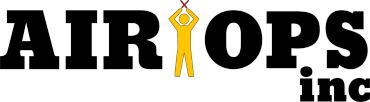 Logo of Air Ops Inc with a yellow figure.