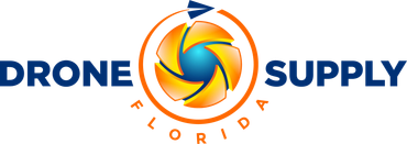 Logo for Drone Supply Florida with a yellow rotor and blue drone icon.