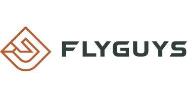 FlyGuys logo with geometric icon and bold text.