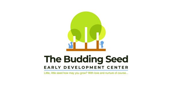 Logo of The Budding Seed Early Development Center with trees and children.