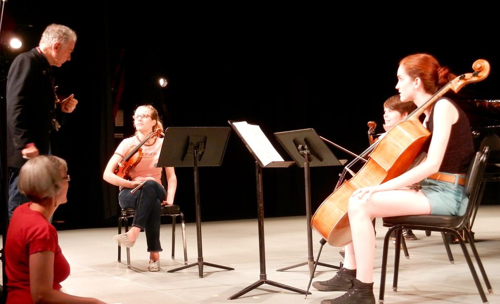 Spellbound members of the "Face The Music" Ensemble (with director Jenny Undercofler), being coached