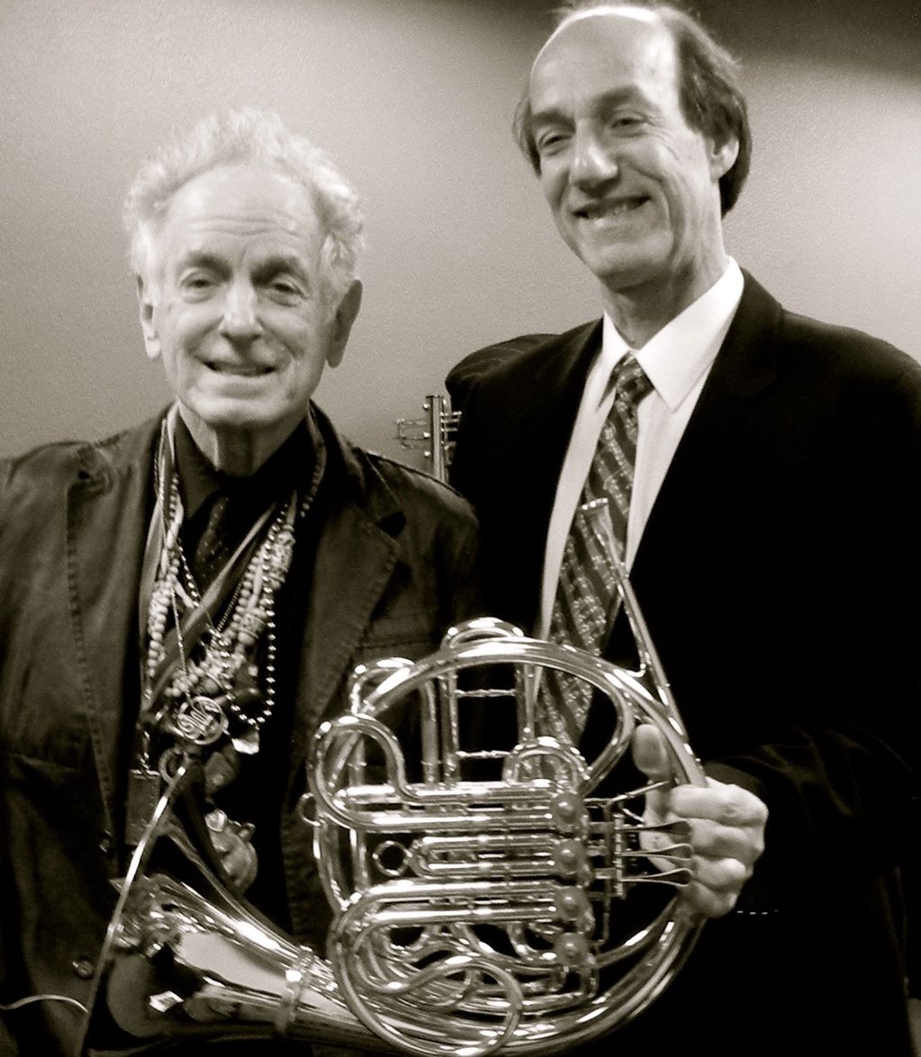 David Amram with New York Philharmonic hornist Howard Wall, who gave the European premiere (in Paris
