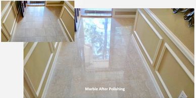 Before and after marble polishing