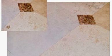 Travertine hole repair - before and after