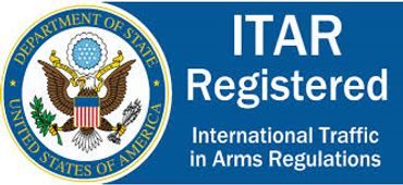 Official ITAR Registered certification representing compliance with U.S. arms export and import laws.