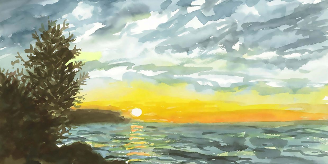 Sunrise on Middle Bass Island, Middle Bass Island, Lake Erie art, Lake Erie watercolor, Ohio art