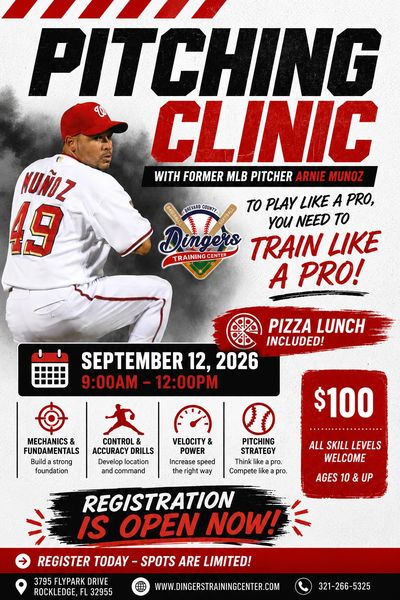 Train like a pro with former MLB pitcher Arnie Munoz! This 3-hour pitching clinic will focus on mech
