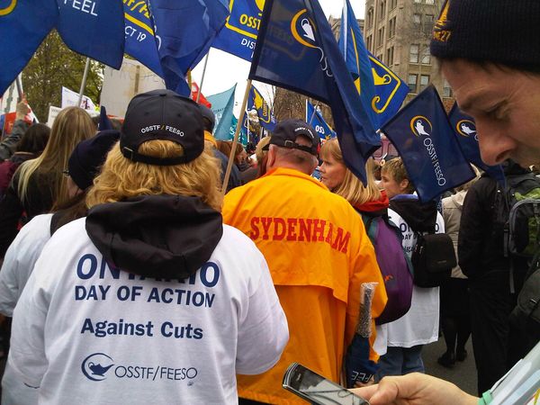 OSSTF Limestone members at a rally at Queen's Park
