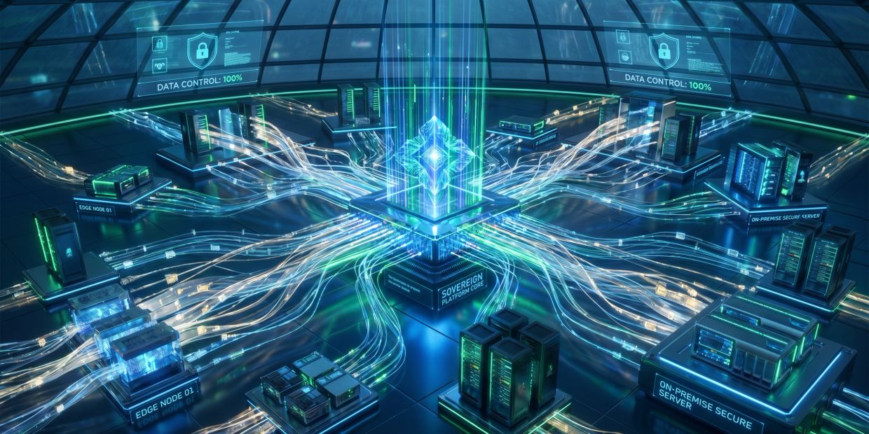 An interconnected digital ecosystem that represents a sovereign platform for hybrid infrastructure,