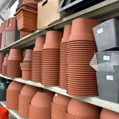 Plastic terracotta colored planters