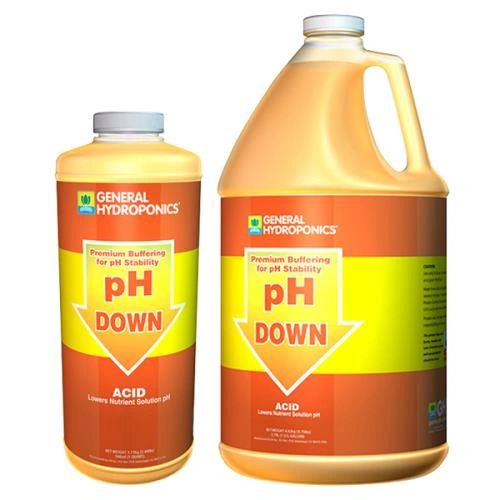 General Hydroponics pH down quart and gallon