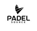 Stylized black logo with geometric shapes and 'Padel Source' text.