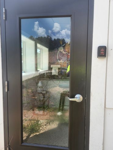 Commercial lock replacement completed by FUNNY PINES Locksmith. The old commercial lock was remove
