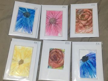 Flowers in alcohol ink, A6 size cards with envelope, blank inside, £4.00 each