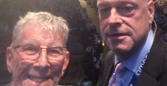 The infamous selfie with Professor Ronald Harden before an AMEE Keynote presentation in Milan