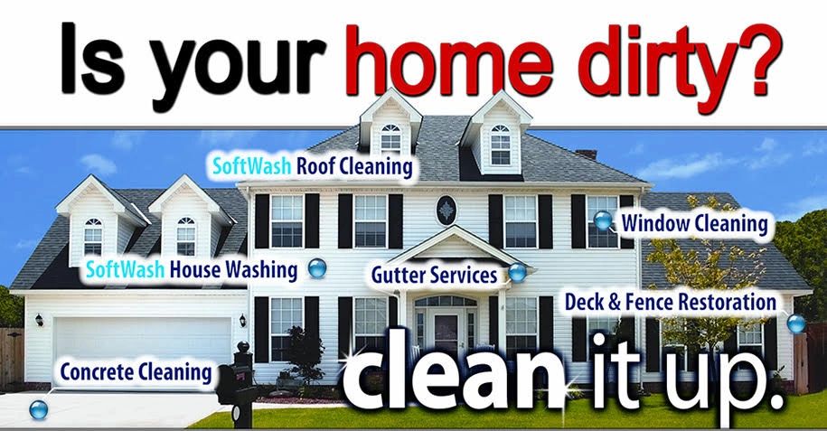 Pressure washing a house and cleaning windows