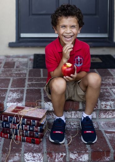 Laughing back to school photo