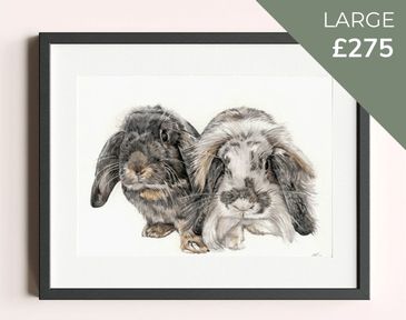 Large watercolour pet portrait. 12x16 inches, £275. Great option for more than one pet.