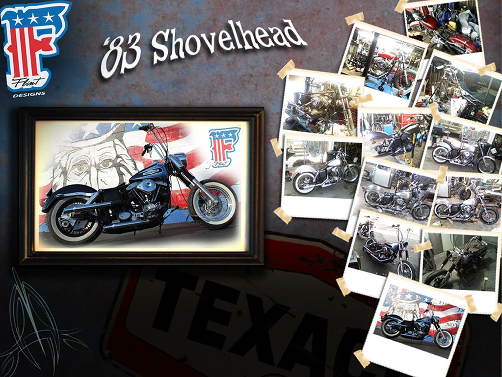 1983 FXE in front of a mural that I painted. for a client of Uncle same and the flag.