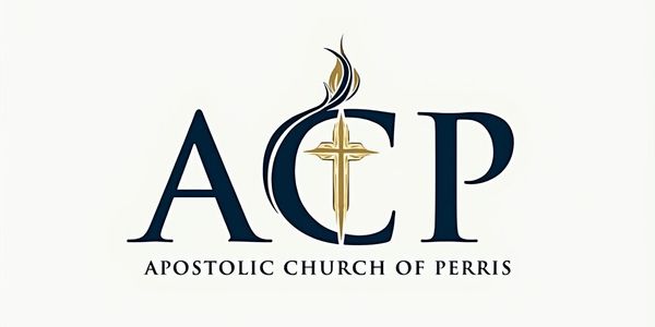 Logo for Apostolic Church of Perris with a stylized cross.