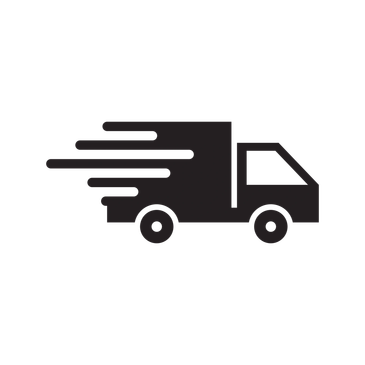 Delivery truck with speed lines icon.
